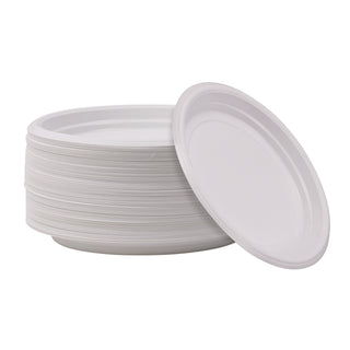 Hi-Impact Plastic Dinnerware, Plate, 9" dia, White, 500/Carton