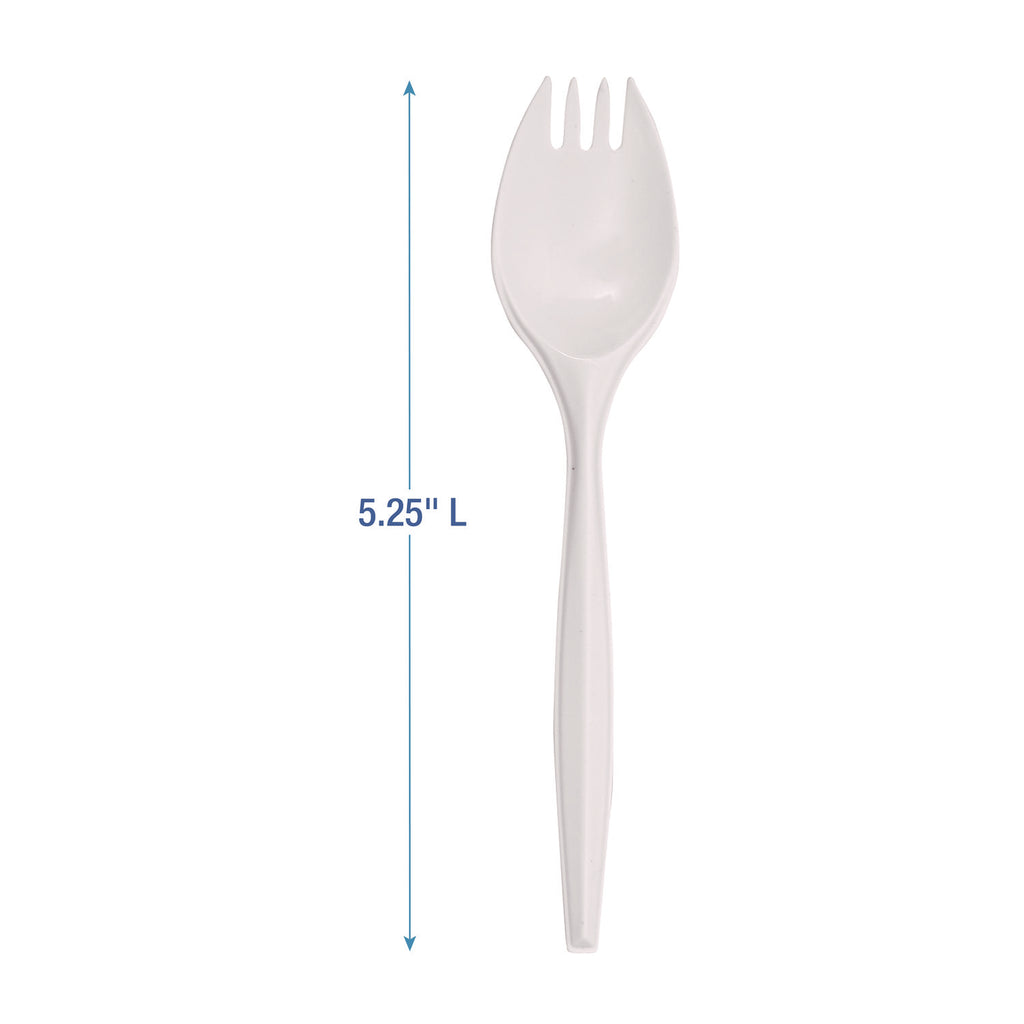 Mediumweight Polypropylene Cutlery, Spork, White, 1000/Carton - 3