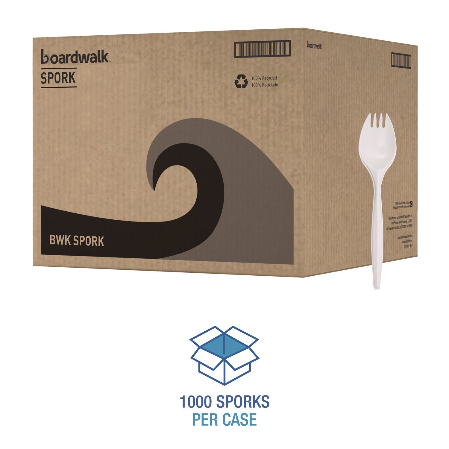 Mediumweight Polypropylene Cutlery, Spork, White, 1000/Carton - 4