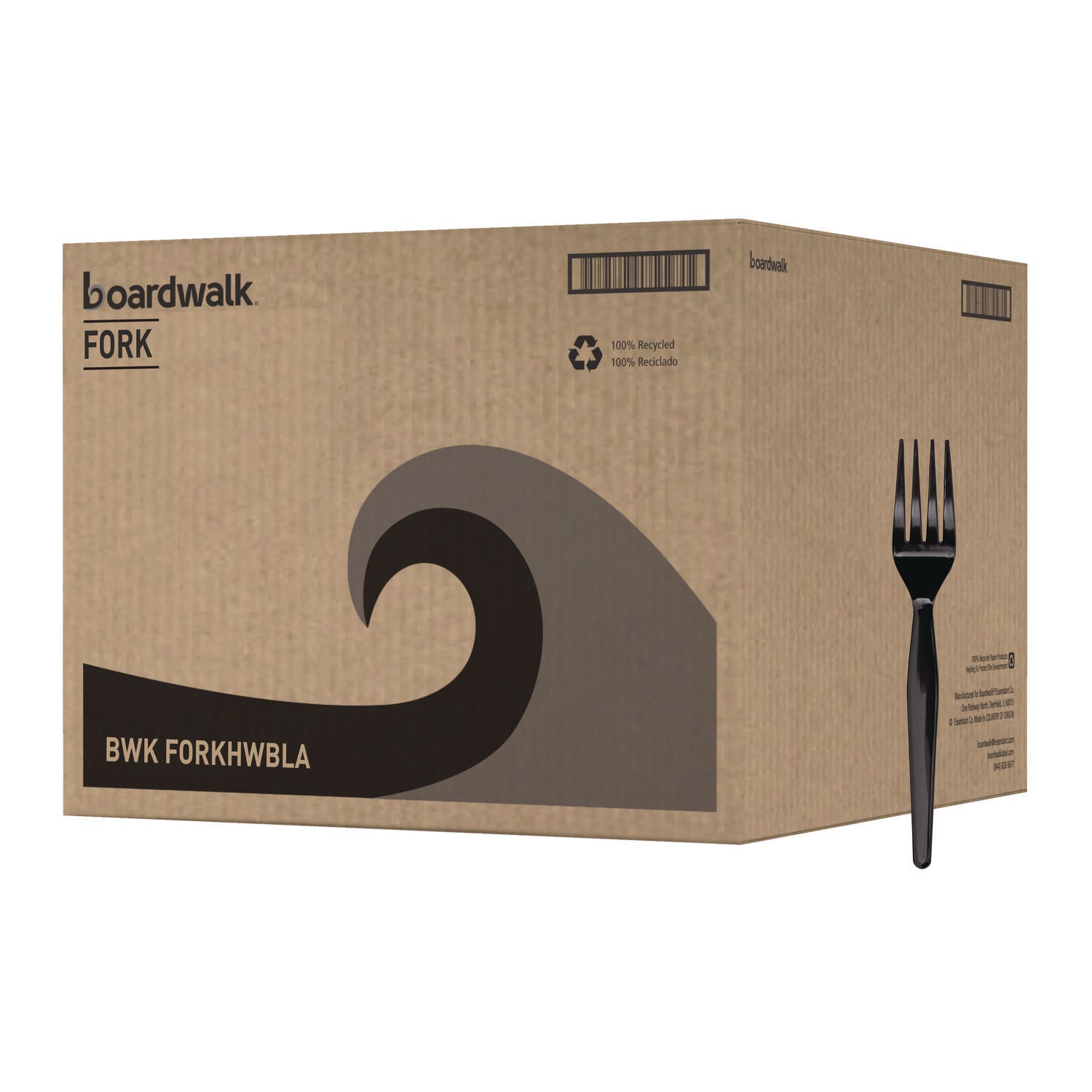 Heavyweight Polystyrene Cutlery, Fork, Black, 1000/Carton - 