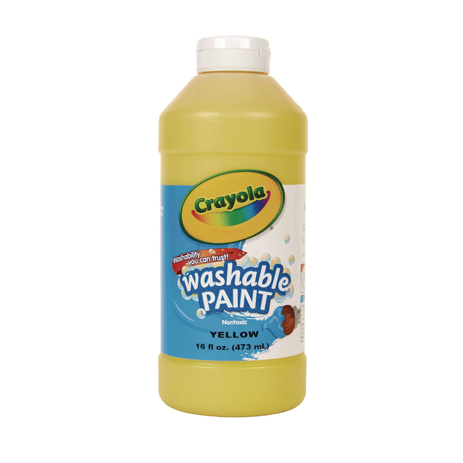 Washable Paint, Yellow, 16 oz Bottle - 
