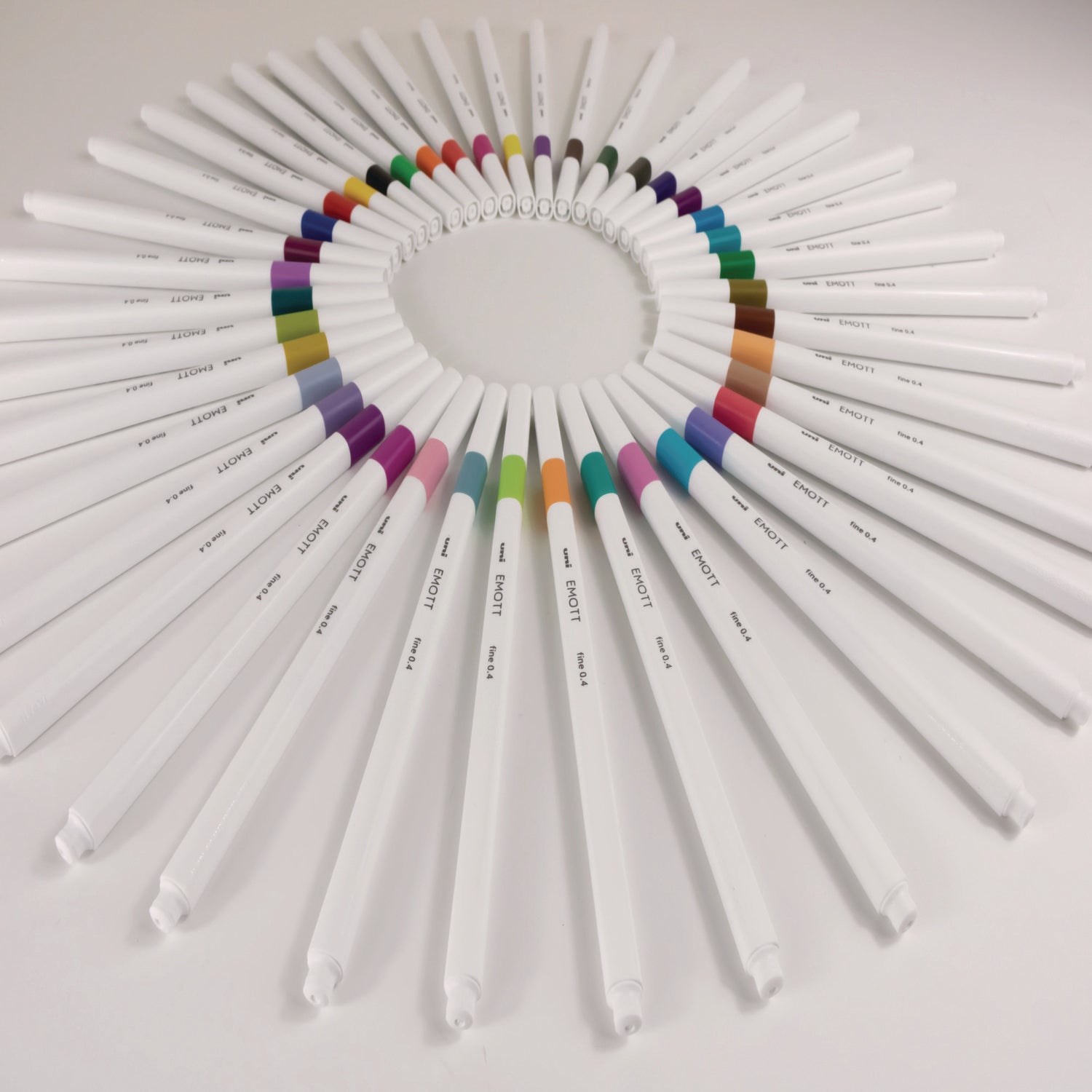 EMOTT ever fine Porous Point Pen, Stick, Fine 0.4 mm, Assorted Ink Colors, White Barrel, 40/Pack