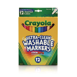 Ultra-Clean Washable Markers, Fine Bullet Tip, Assorted Colors, Dozen