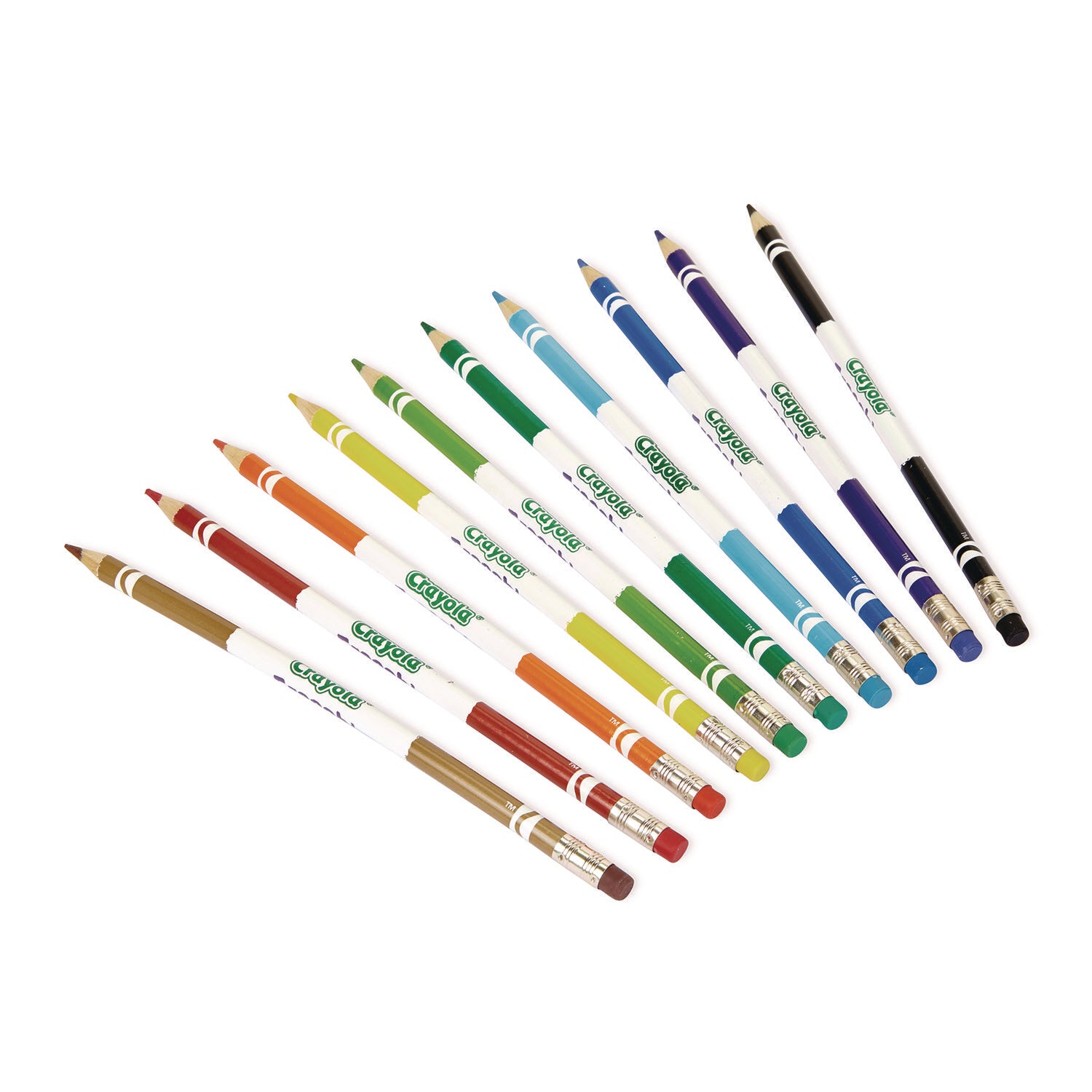 Erasable Color Pencil Set, 3.3 mm, 2B, Assorted Lead and Barrel Colors, 10/Pack - 