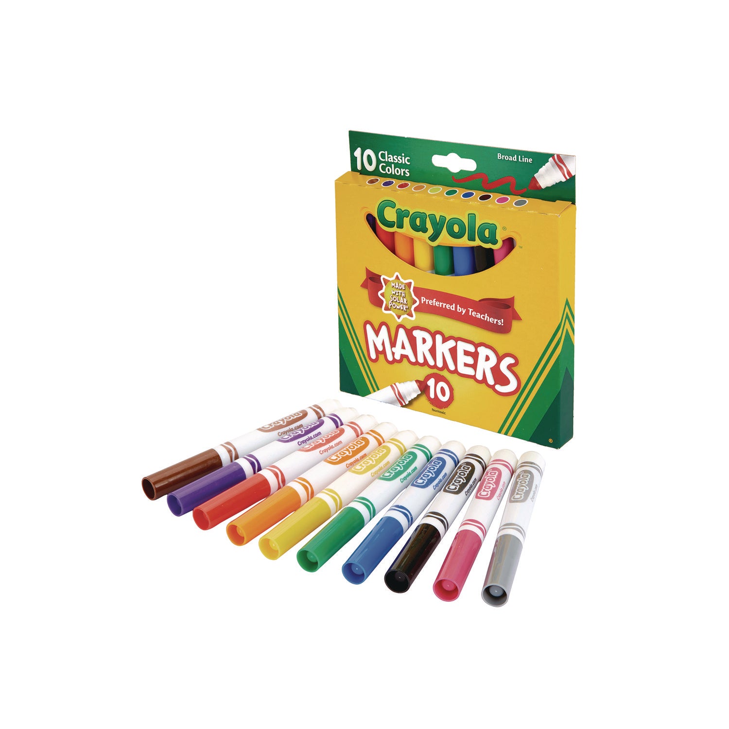 Non-Washable Marker, Broad Bullet Tip, Assorted Classic Colors, 10/Pack - 