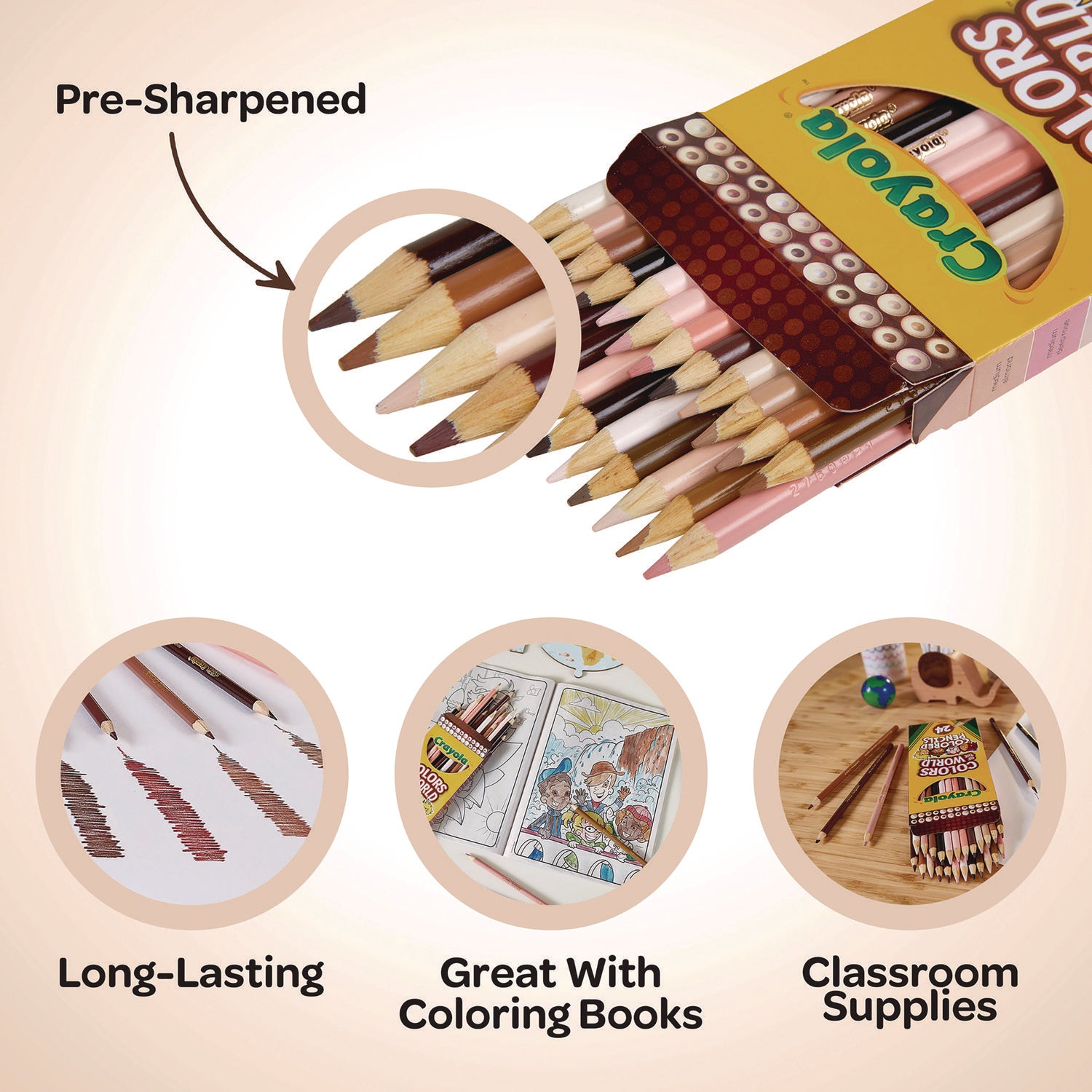 Colors of the World Colored Pencils, Assorted Lead and Barrel Colors, 24/Pack