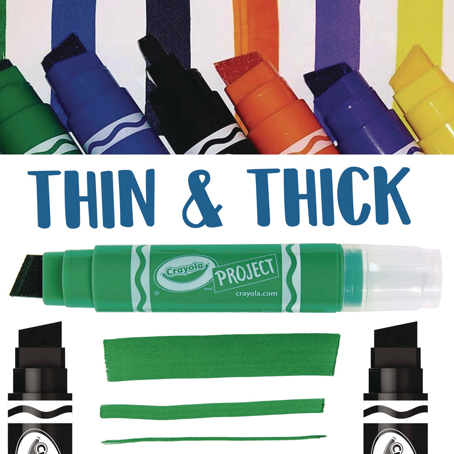 Crayola XL Classic Poster Markers - Bold Marker Point - Chisel Marker Point Style - Black, Green, Blue, Red - 4 / Pack