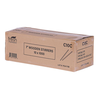 Renewable Wooden Stir Sticks, 7", 1,000/Pack, 10 Packs/Carton - 