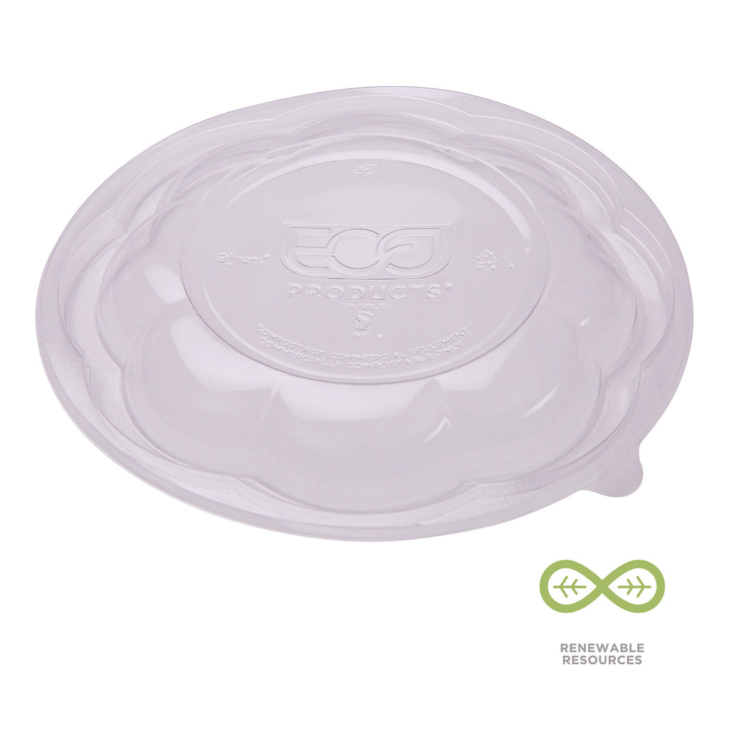 Renewable and Compostable Lids for 24, 32 and 48 oz Salad Bowls, Clear, Plastic, 300/Carton