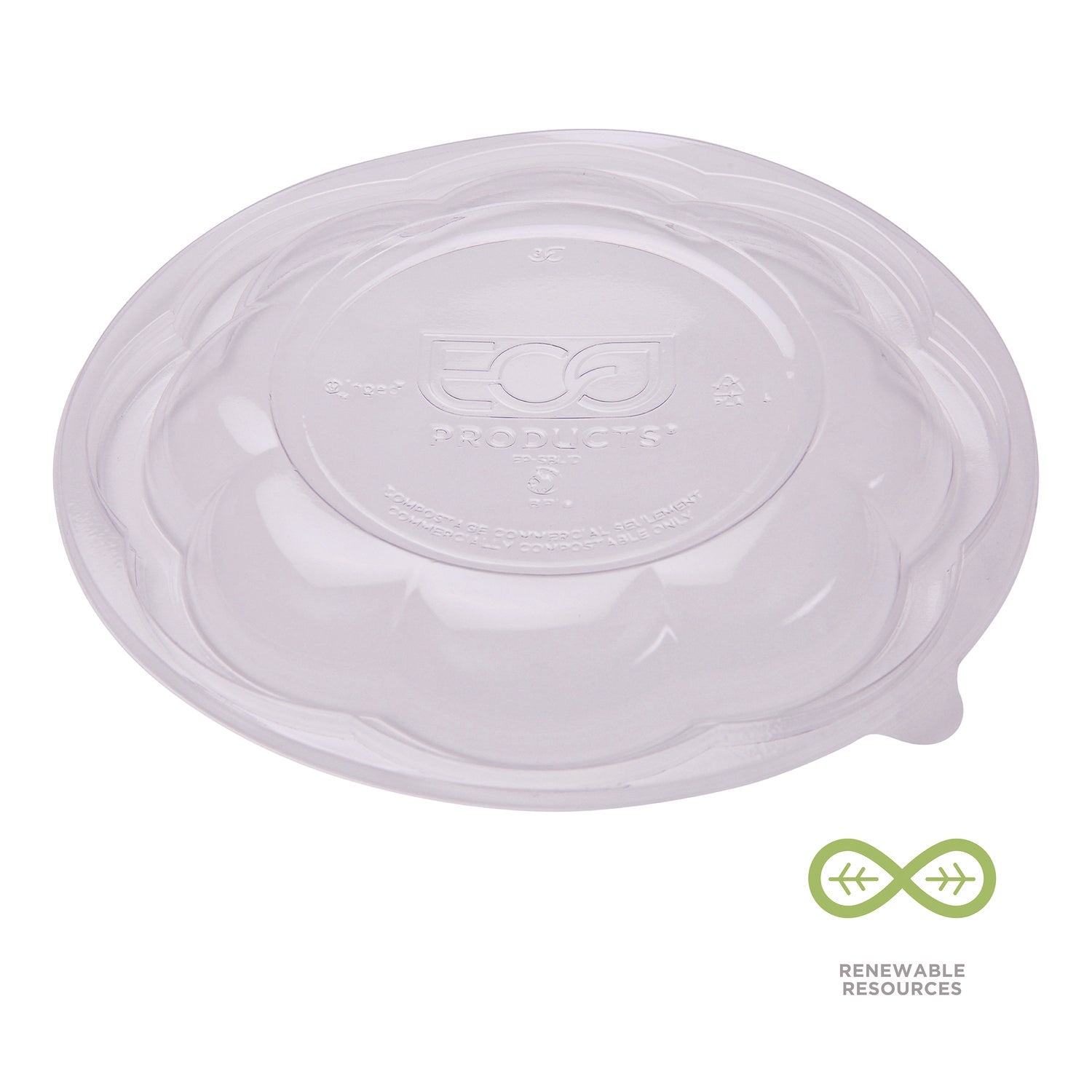 Renewable and Compostable Lids for 24, 32 and 48 oz Salad Bowls, Clear, Plastic, 300/Carton