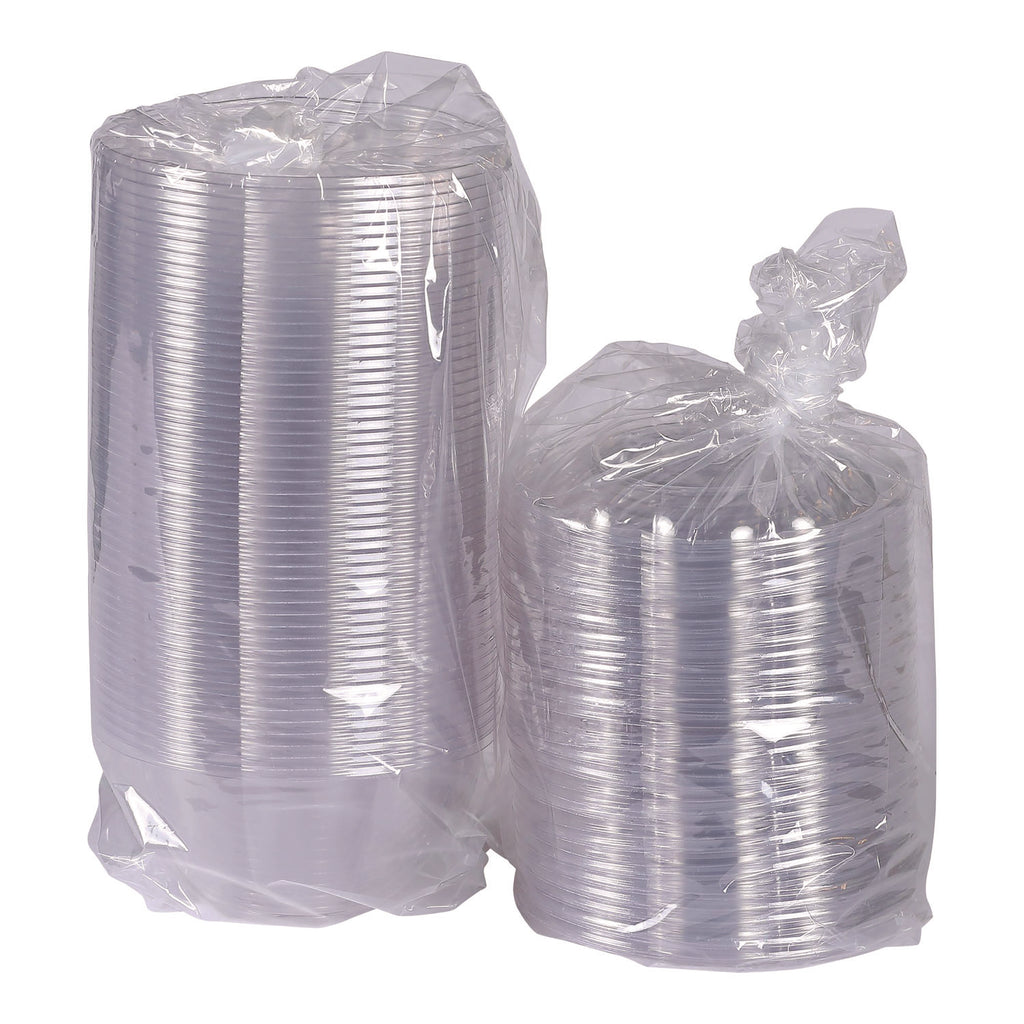 Renewable and Compostable Salad Bowls with Lids, 32 oz, Clear, Plastic, 50/Pack, 3 Packs/Carton