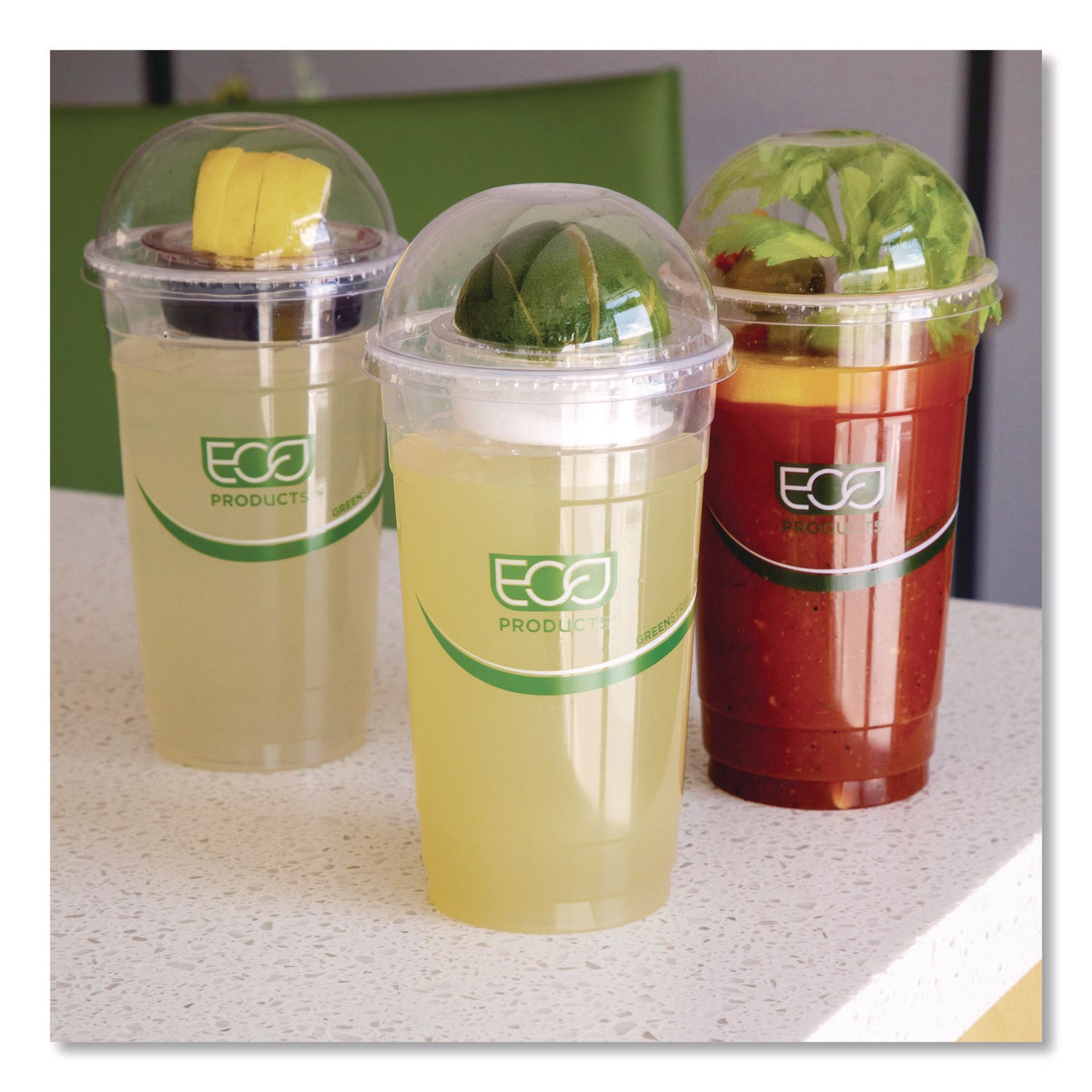 GreenStripe Renew and Comp Cold Cup Dome Lids, Fits 9 oz to 24 oz Cups, Clear, 100/Pack, 10 Packs/Carton