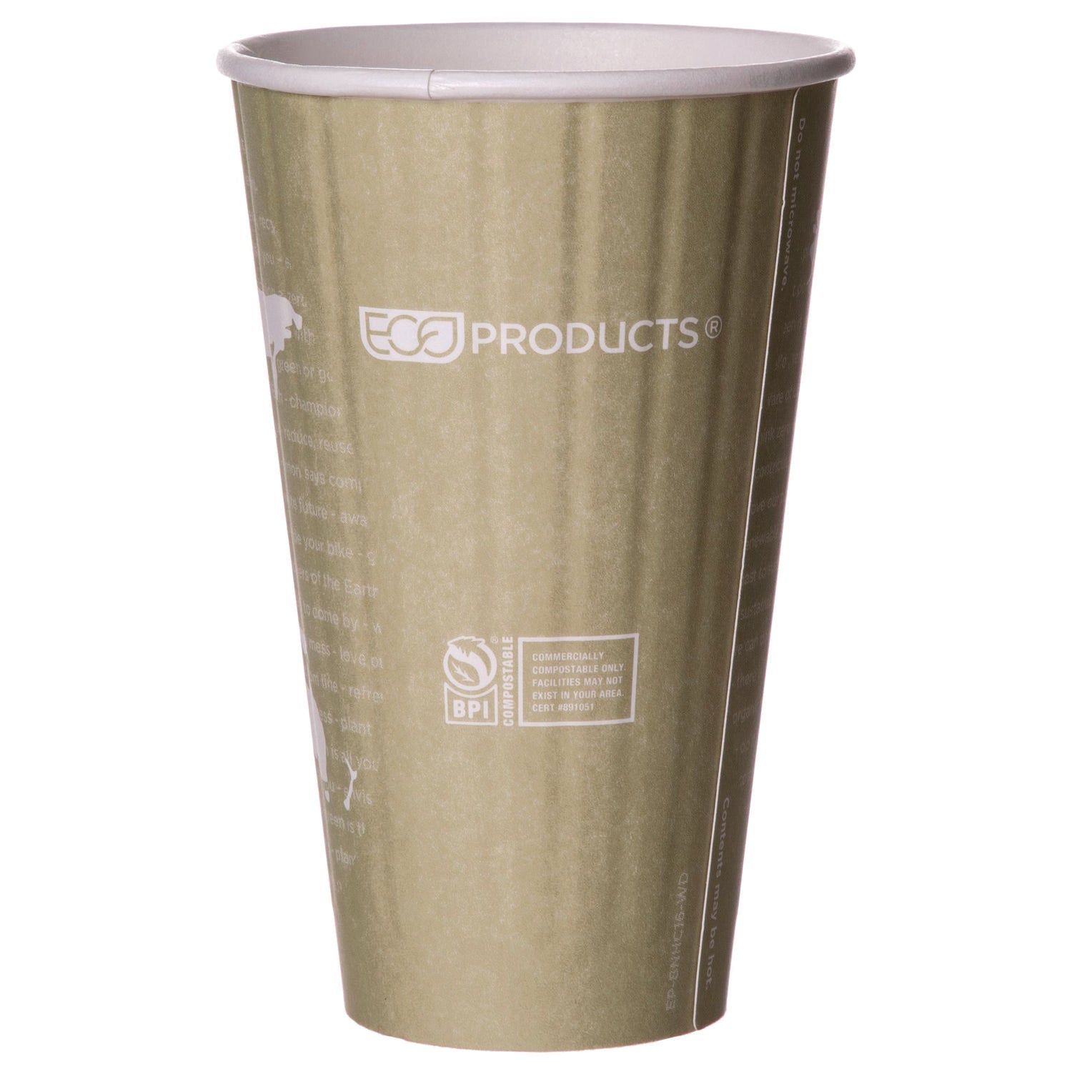 World Art Renewable and Compostable Insulated Hot Cups, PLA, 16 oz, 40/Packs, 15 Packs/Carton