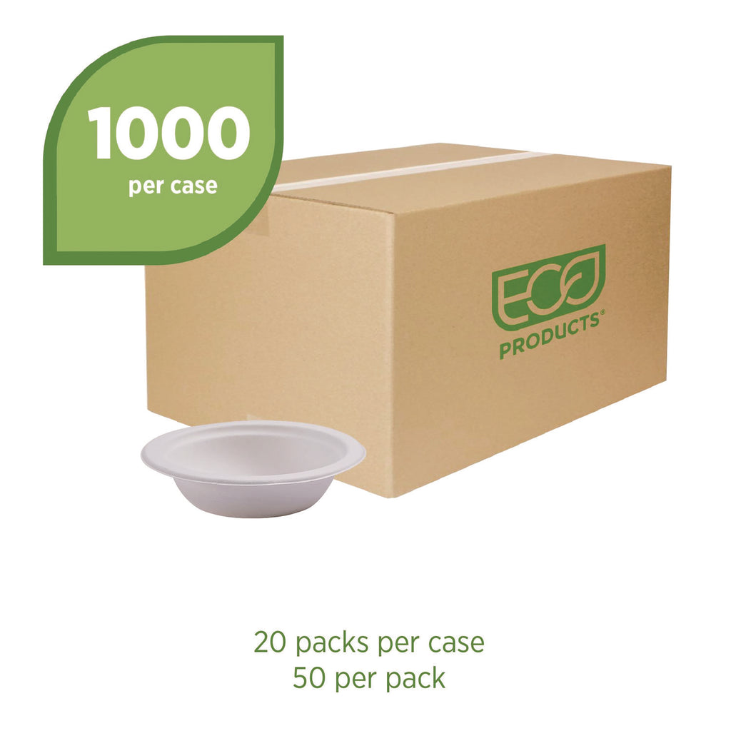 Renewable Sugarcane Bowls, 12 oz, Natural White, 50/Pack, 20 Packs/Carton - 
