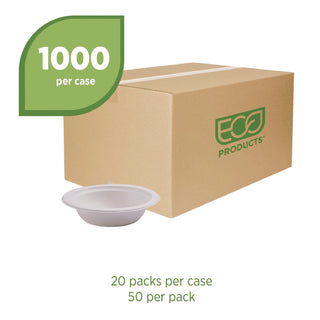 Renewable Sugarcane Bowls, 12 oz, Natural White, 50/Pack, 20 Packs/Carton - 