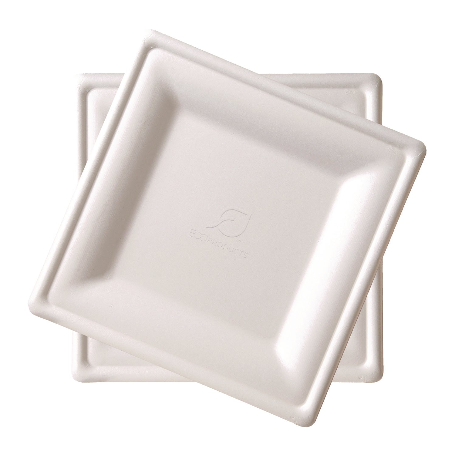 Renewable Square Sugarcane Plates, Large, Natural White, 50/Pack, 5 Packs/Carton - 2