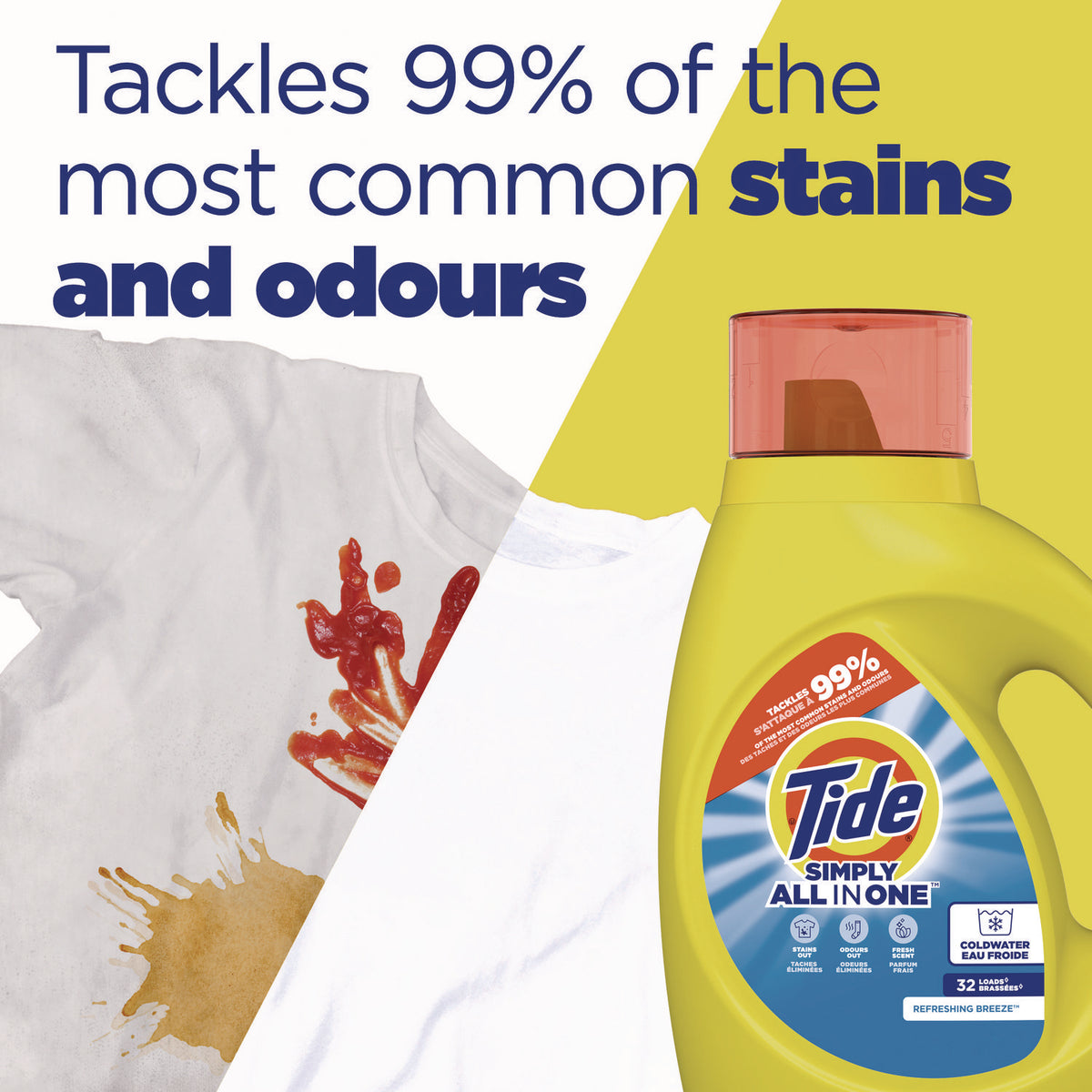 Simply Clean and Fresh Laundry Detergent, Refreshing Breeze, 64 Loads, 84 oz Bottle, 4/Carton