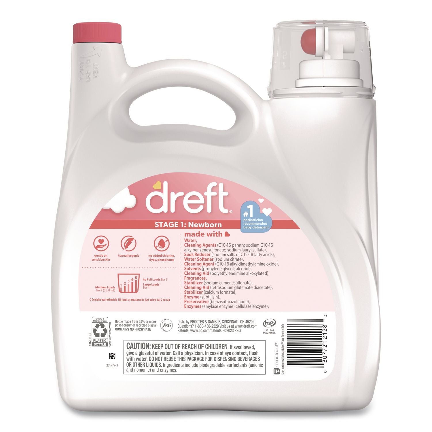Ultra Laundry Detergent, Baby Powder Scent, 150 oz Bottle, 4/Carton