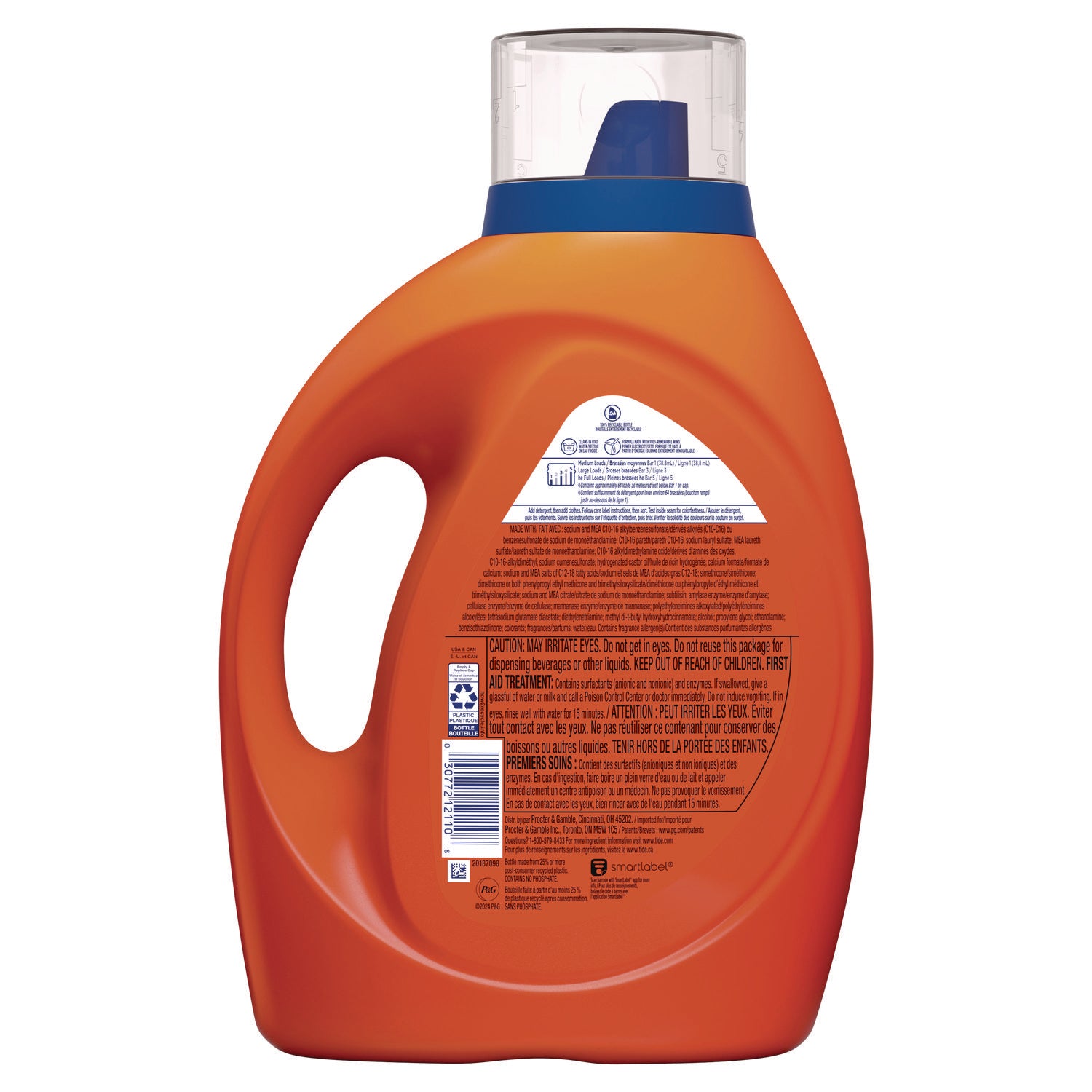 Tide Liquid Laundry Detergent - Concentrate - 92 fl oz (2.9 quart) - Original Scent - 1 Bottle - Blue - 4