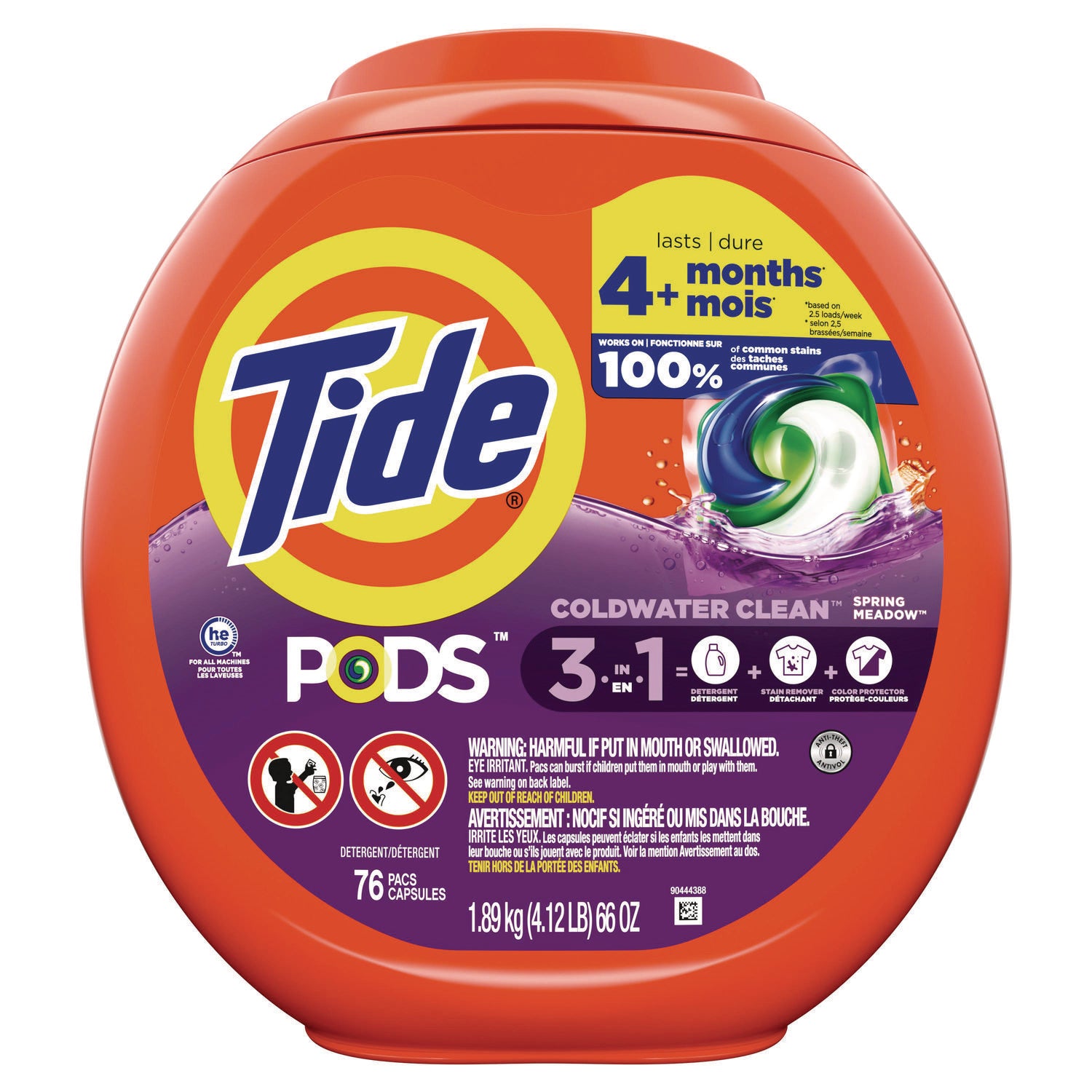 pods-laundry-detergent-spring-meadow-66-oz-tub-76-pacs-tub-4-tubs-carton_pgc09166ct - 1