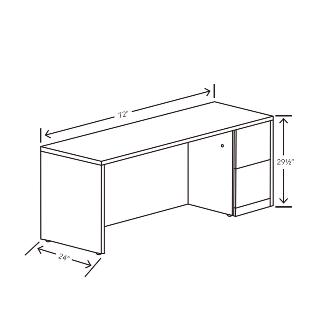 10500 Series Full-Height Right Pedestal Credenza, 72w x 24d x 29.5h, Mahogany