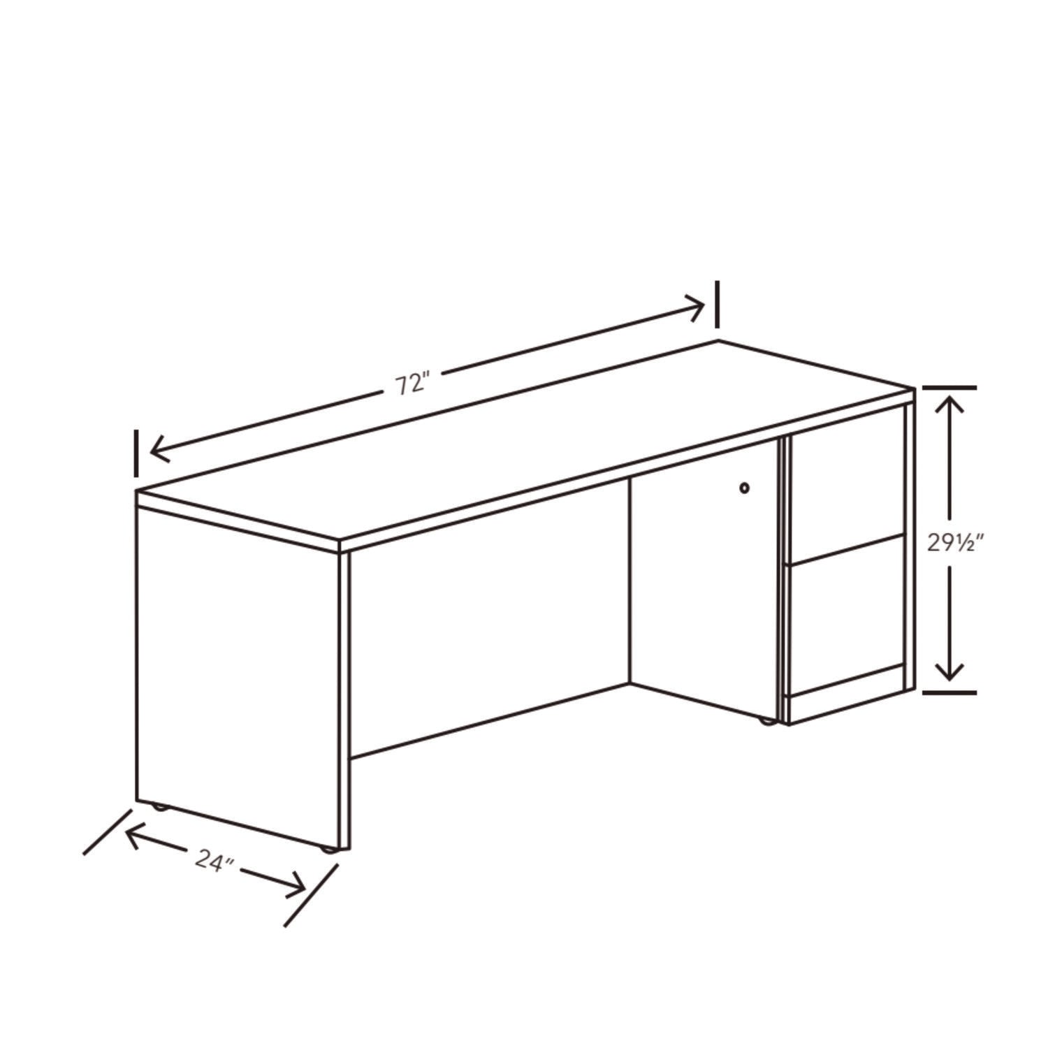 10500 Series Full-Height Right Pedestal Credenza, 72w x 24d x 29.5h, Mahogany - 