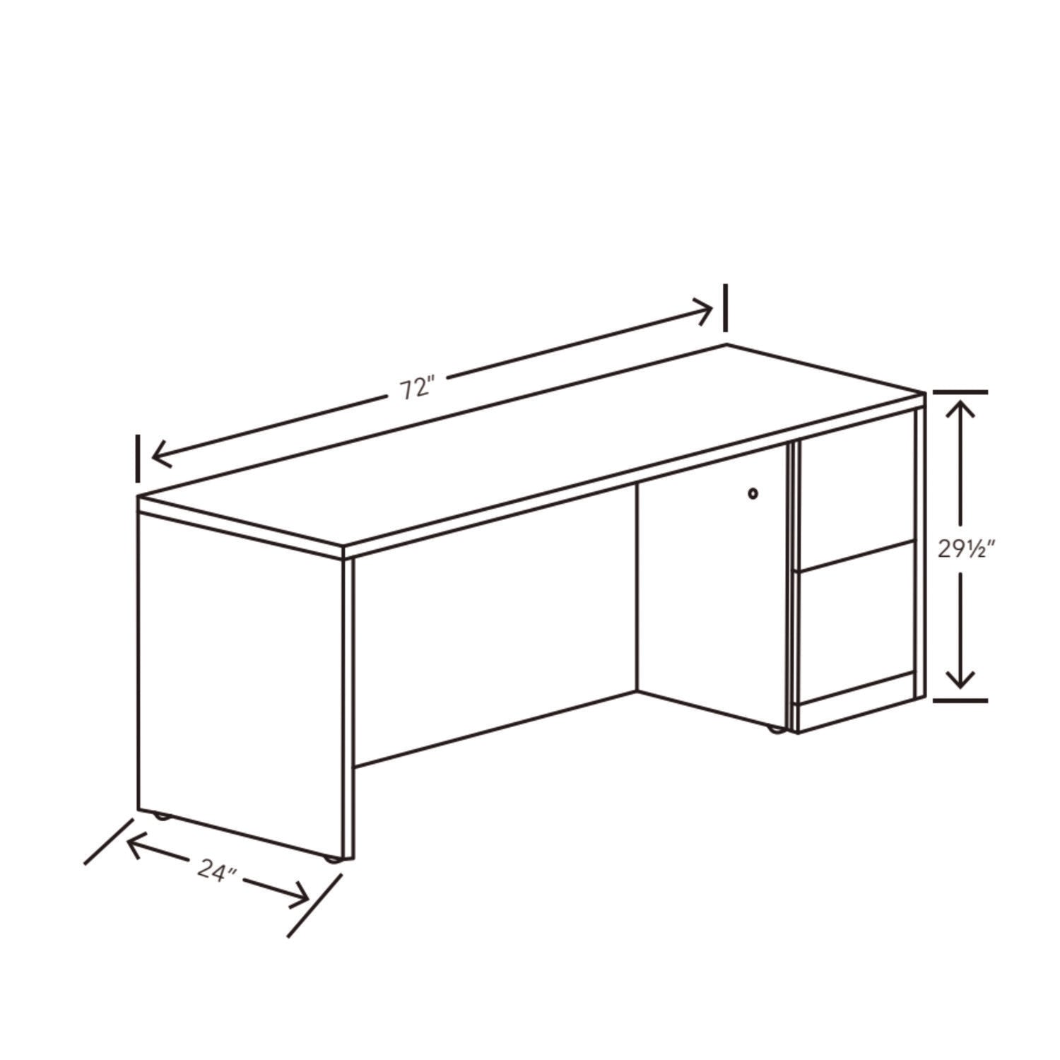 10500 Series Full-Height Right Pedestal Credenza, 72w x 24d x 29.5h, Mahogany