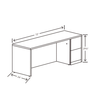 10500 Series Full-Height Right Pedestal Credenza, 72w x 24d x 29.5h, Mahogany