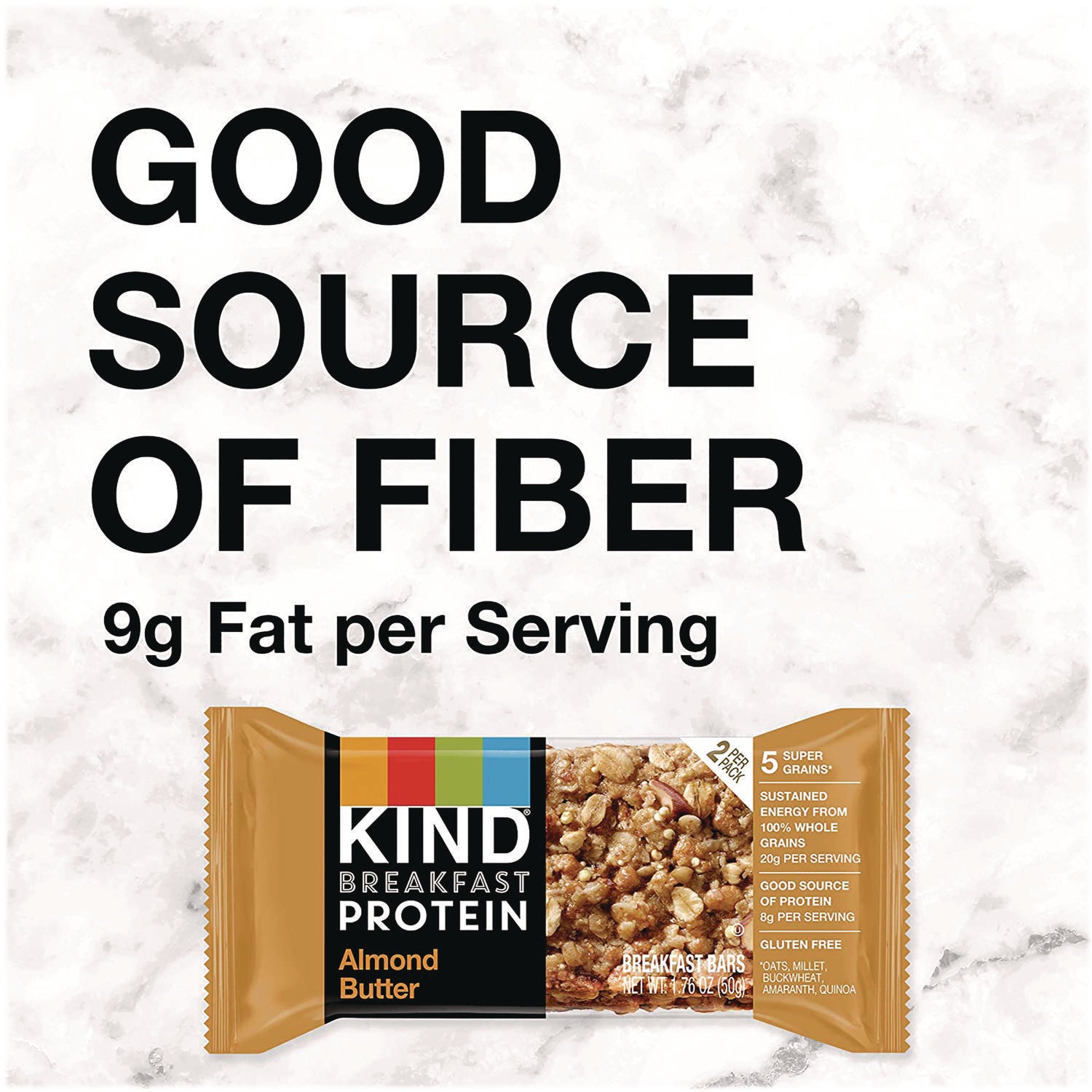 KIND Breakfast Protein Bars - Gluten-free, Dairy-free, Peanut-free, Low Sodium - Almond Butter - 1.76 oz - 6 / Box