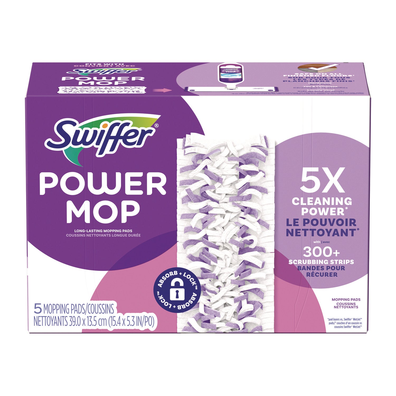 Swiffer PowerMop Mopping Pads - Purple - 5 / Box - 1