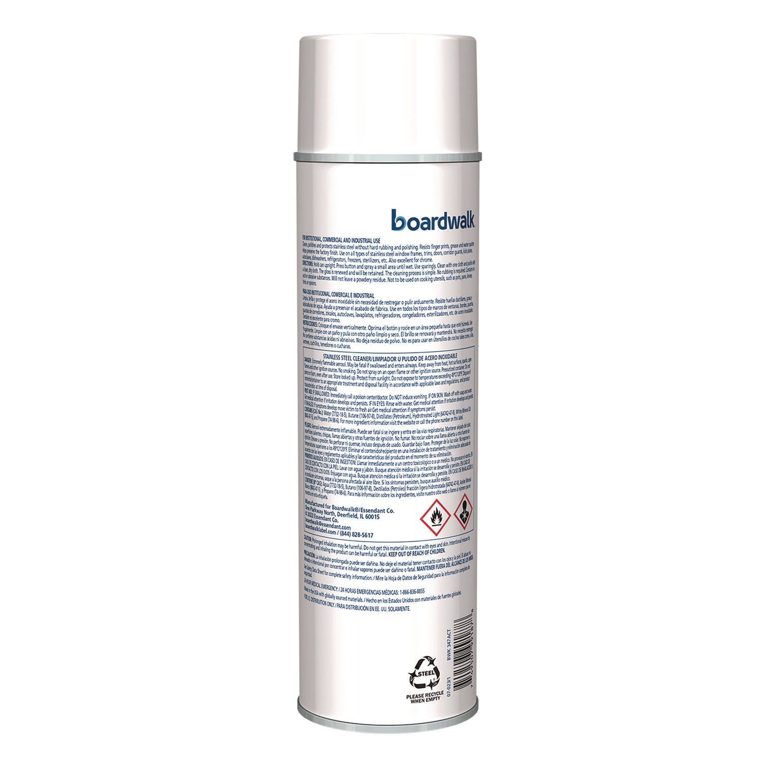Stainless Steel Cleaner and Polish, Lemon, 18 oz Aerosol Spray, 12/Carton