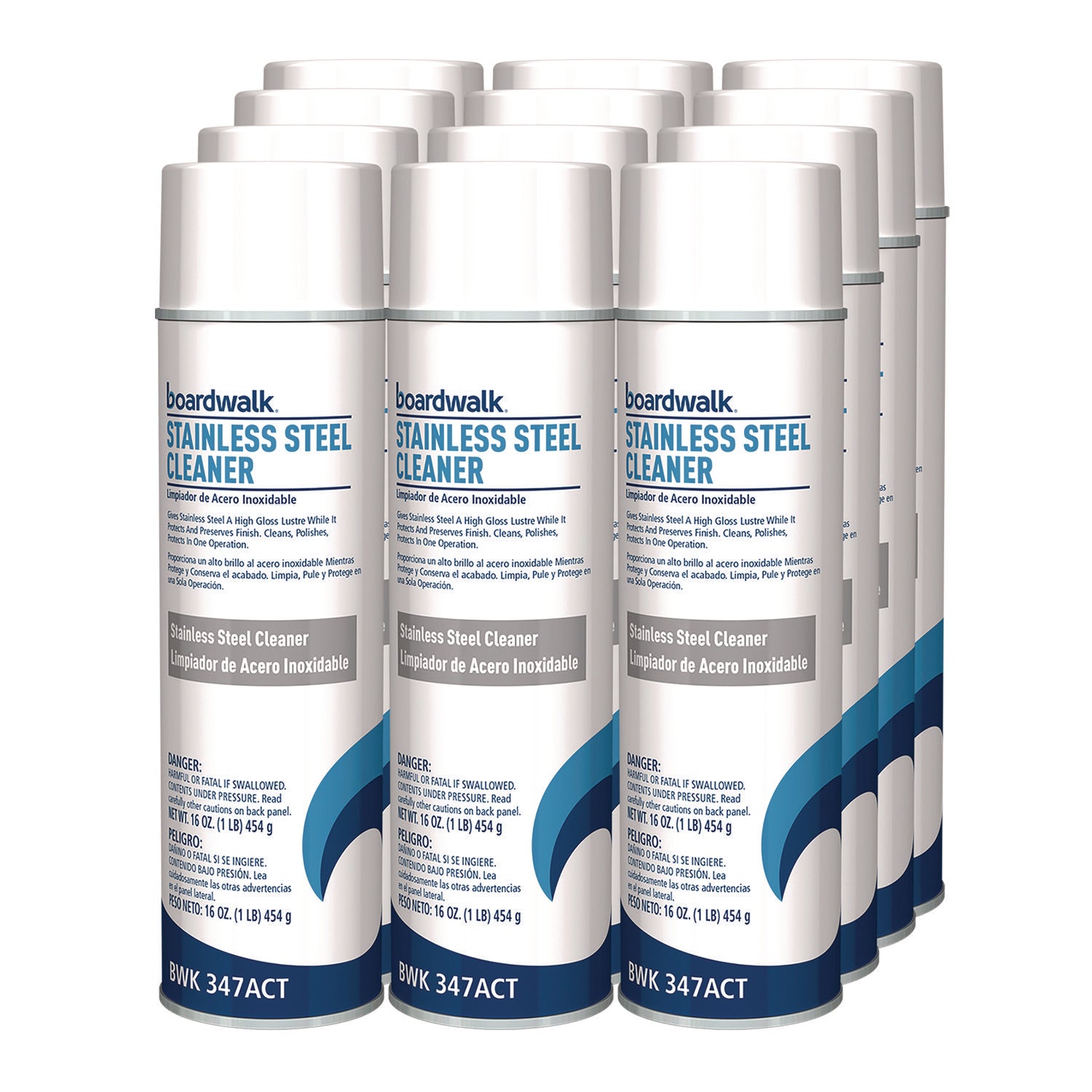 Stainless Steel Cleaner and Polish, Lemon, 18 oz Aerosol Spray, 12/Carton