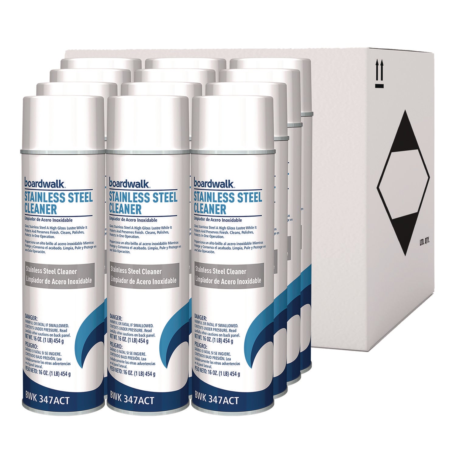 Stainless Steel Cleaner and Polish, Lemon, 18 oz Aerosol Spray, 12/Carton