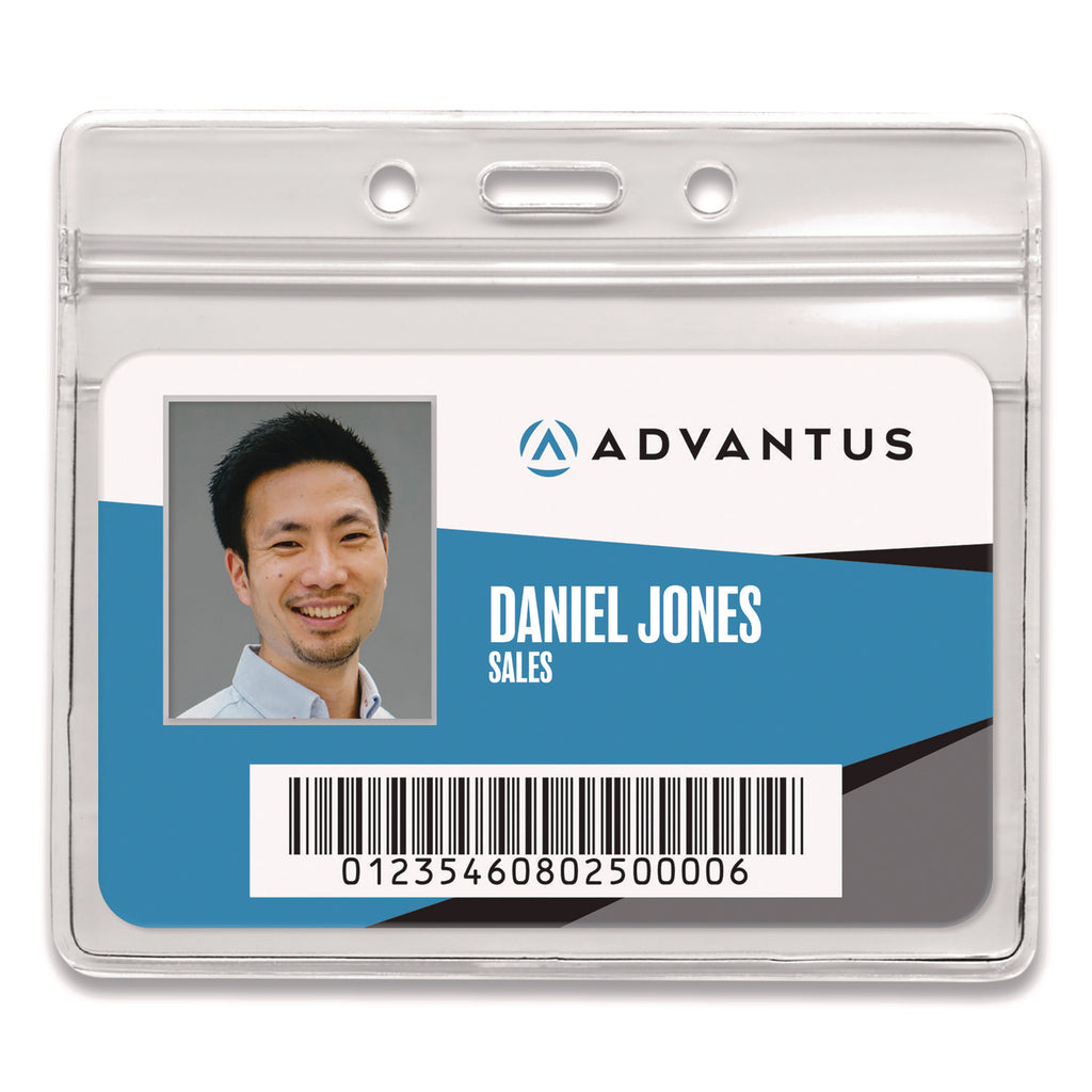 Advantus Vinyl ID Badge Holders - Support 3.50" x 2.50" Media - Horizontal - Vinyl - 50 / Pack - Clear - Durable