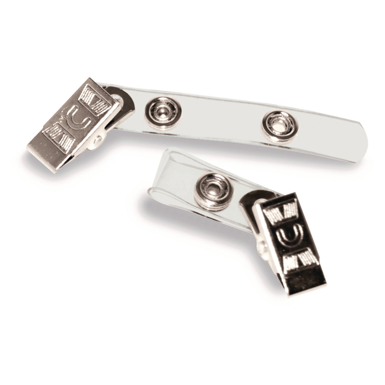 Advantus ID Badge Clip Adapters - Metal, Vinyl - 25 / Pack - Silver