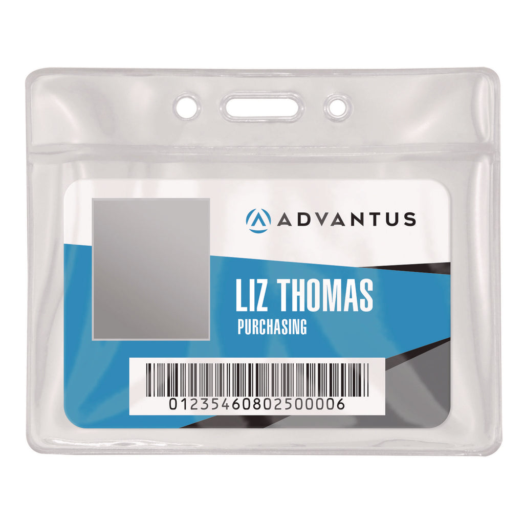 Advantus Vinyl ID Badge Holders - Support 3.50" x 2.50" Media - Horizontal - Vinyl - 50 / Pack - Clear - Durable