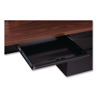Double Pedestal Steel Desk, 60" x 30" x 29.5", Mocha/Black, Black Legs