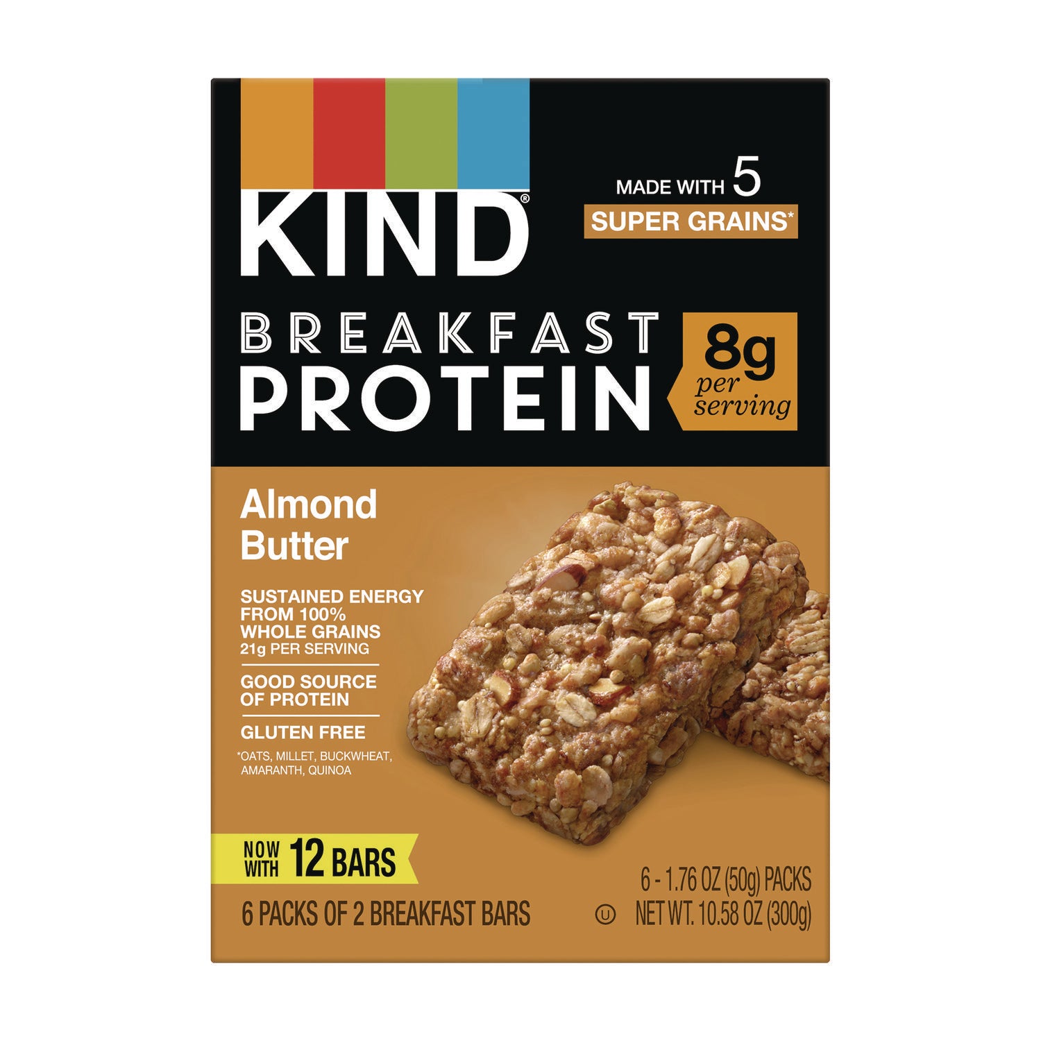 KIND Breakfast Protein Bars - Gluten-free, Dairy-free, Peanut-free, Low Sodium - Almond Butter - 1.76 oz - 6 / Box