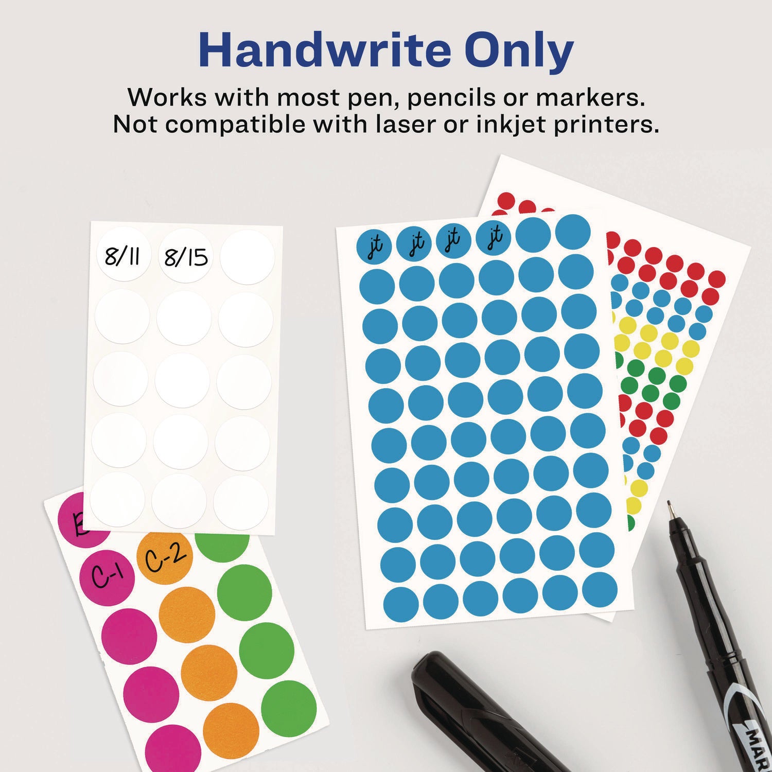 Handwrite-Only Self-Adhesive "See Through" Removable Round Color Dots, 0.75" dia, Assorted, 35/Sheet, 29 Sheets/Pack, (5473) - 