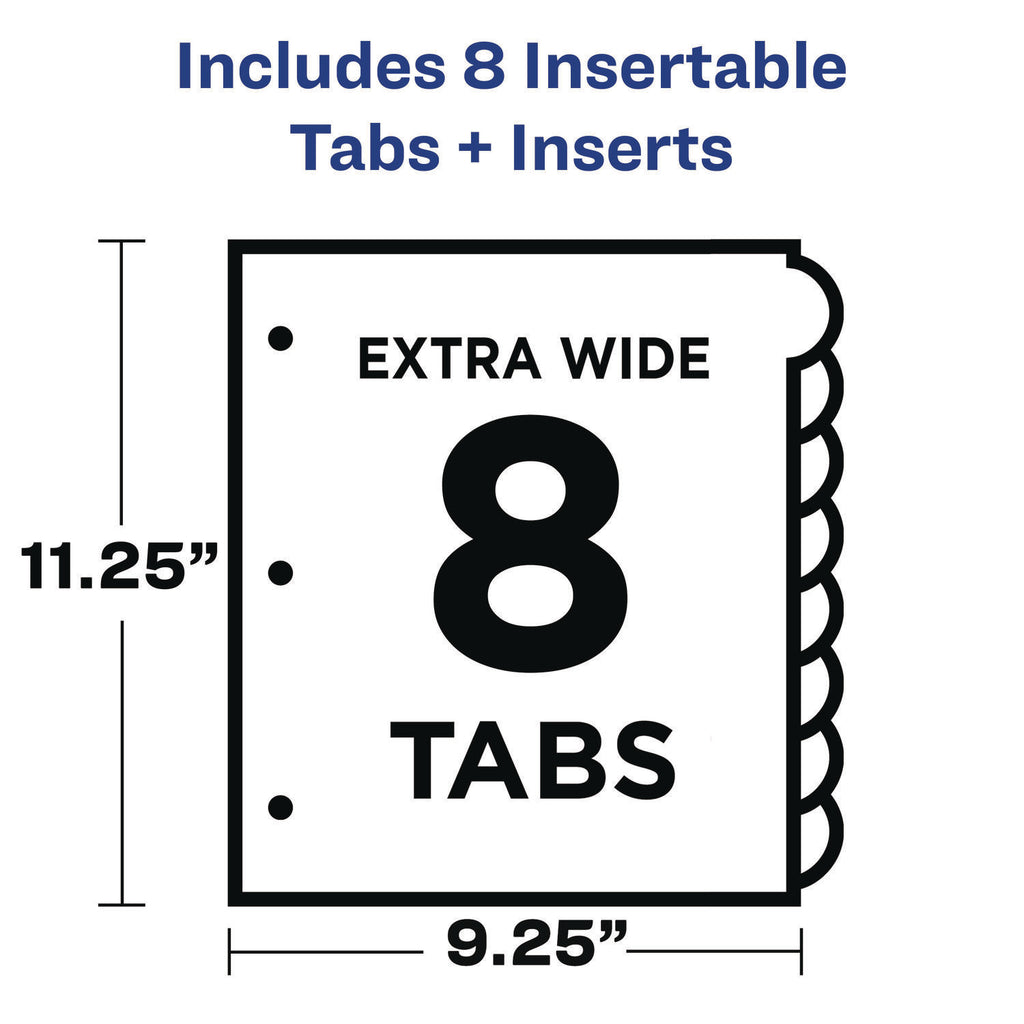 Insertable Style Edge Tab Plastic 1-Pocket Dividers, 8-Tab, 11.25 x 9.25, Translucent, 1 Set