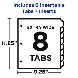 Insertable Style Edge Tab Plastic 1-Pocket Dividers, 8-Tab, 11.25 x 9.25, Translucent, 1 Set