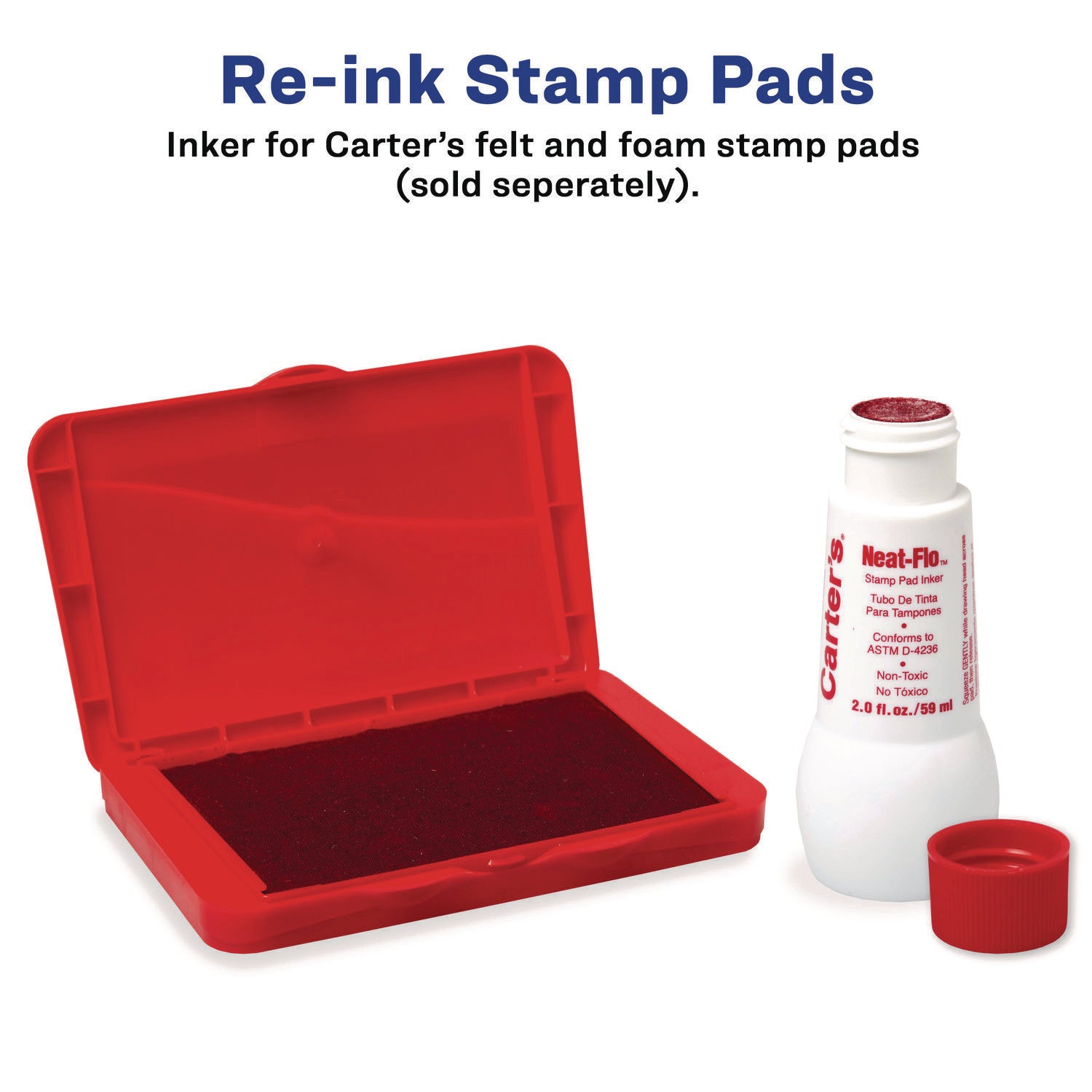 neat-flo-stamp-pad-inker-2-oz-bottle-red_ave21447ea - 2