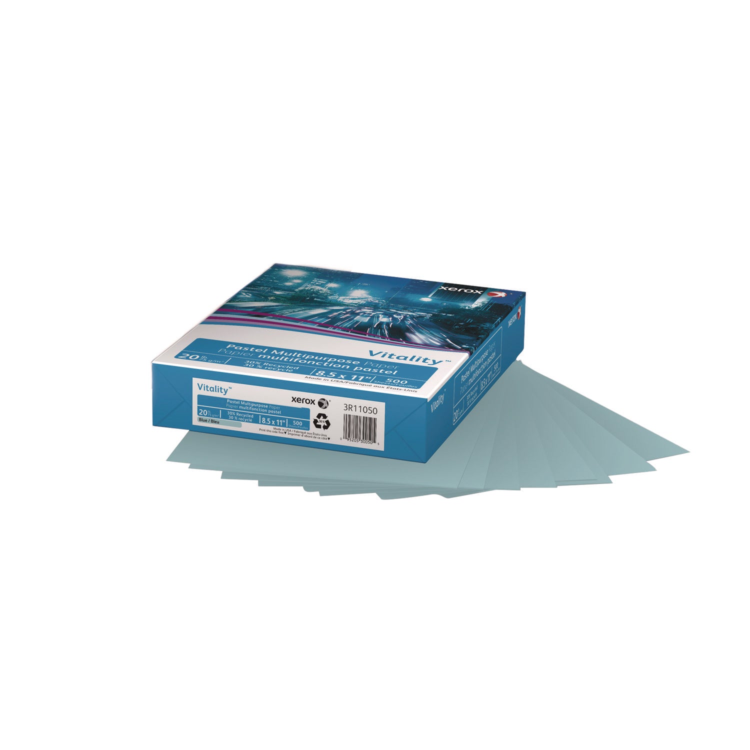 Multipurpose Pastel Colored Paper, 20 lb Bond Weight, 8.5 x 11, Blue, 500/Ream - 