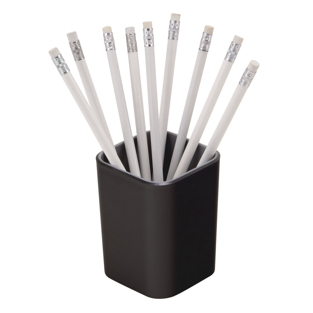 Advantus Fusion Pencil Cup - 4" x 2.8" x 2.8" x - Polystyrene - 1 Each - Black, Gray - Sturdy