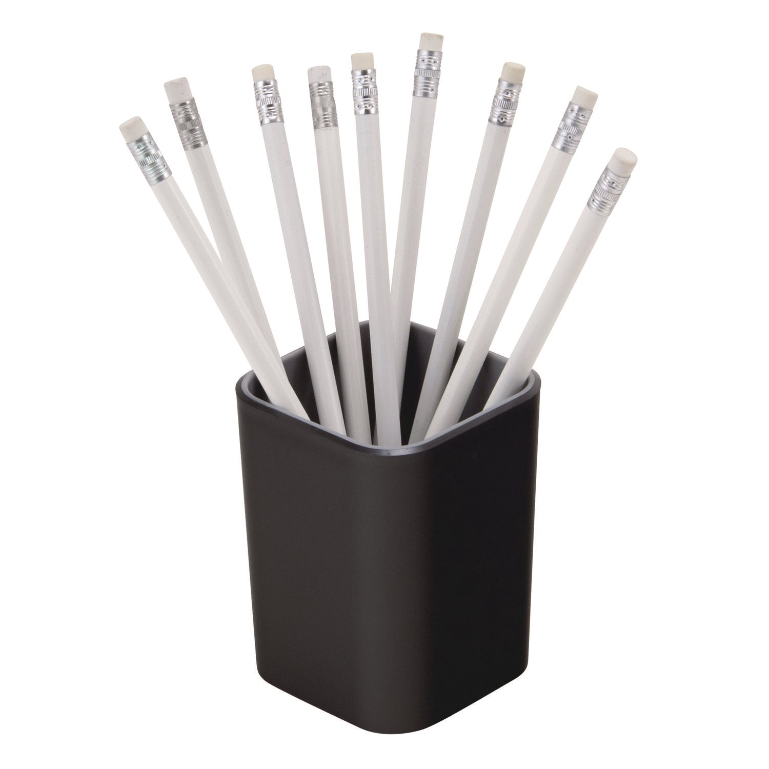 Advantus Fusion Pencil Cup - 4" x 2.8" x 2.8" x - Polystyrene - 1 Each - Black, Gray - Sturdy