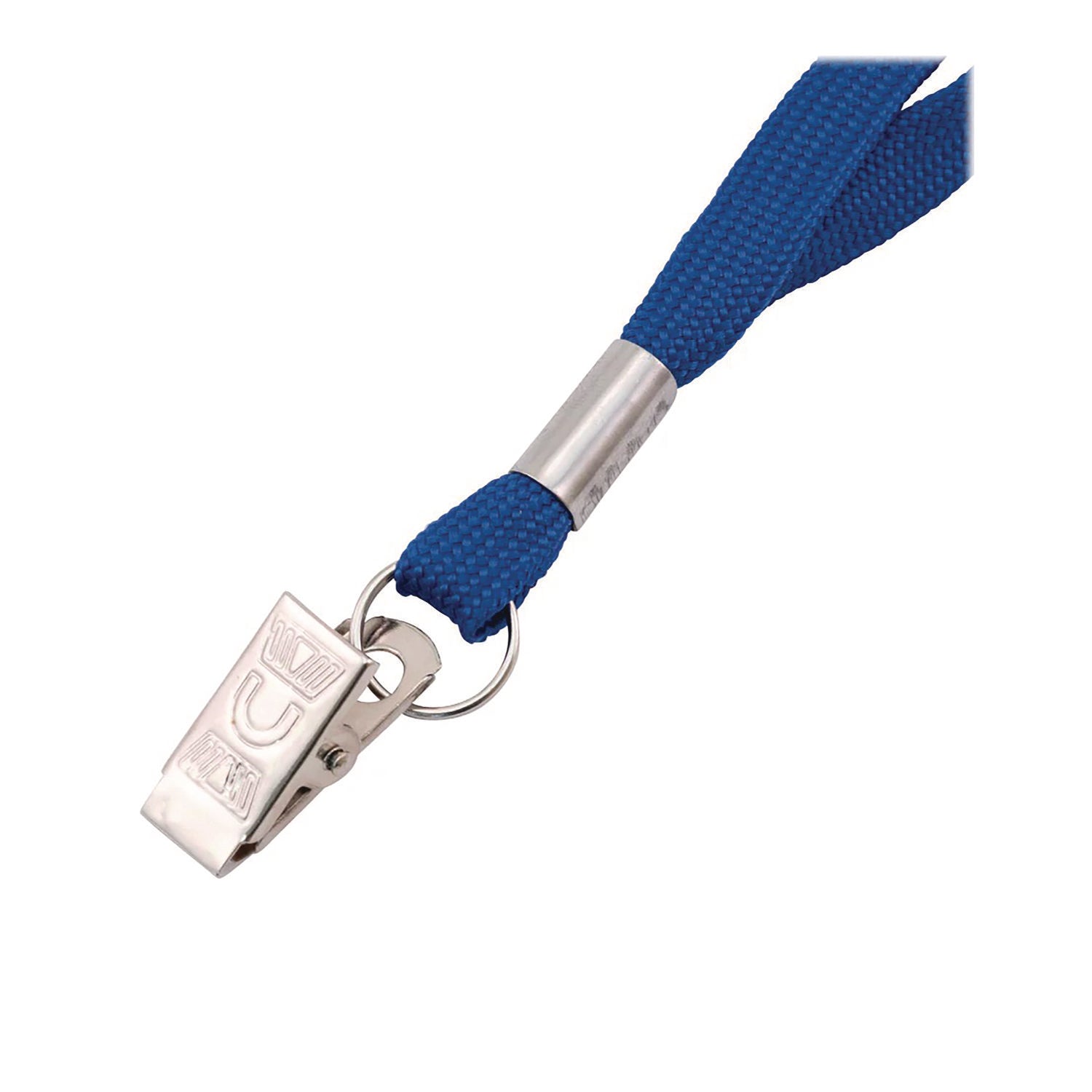 Advantus Flat Clip Lanyard - 100 / Box - 36" Length - Blue - Woven, Metal - 2