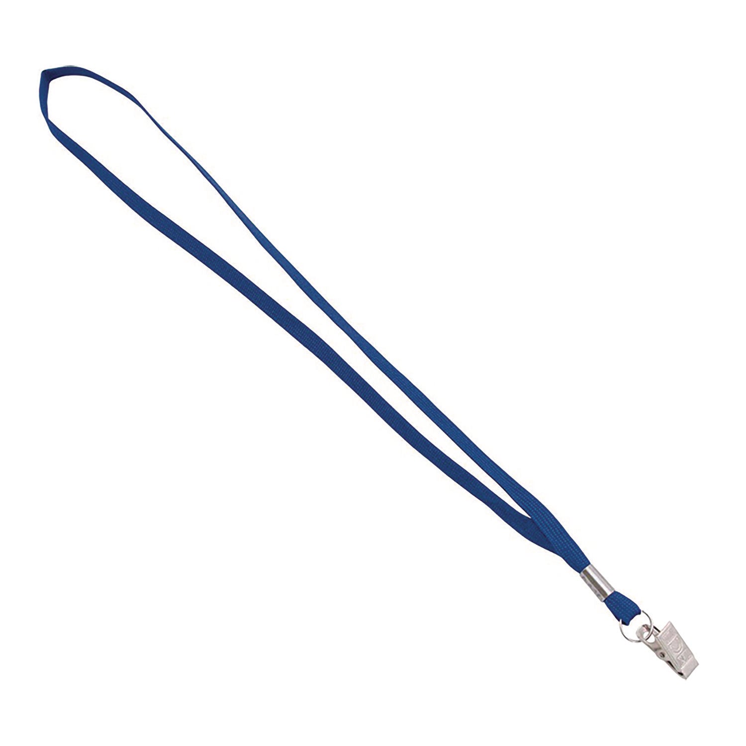 Advantus Flat Clip Lanyard - 100 / Box - 36" Length - Blue - Woven, Metal - 3