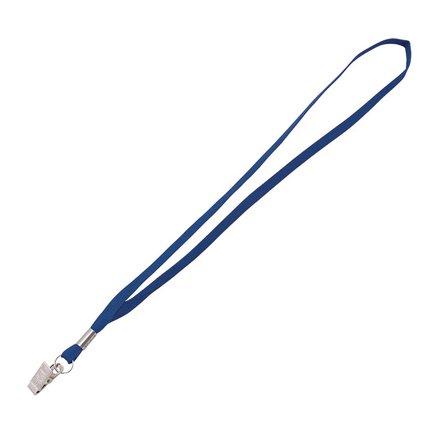 Advantus Flat Clip Lanyard - 100 / Box - 36" Length - Blue - Woven, Metal - 1