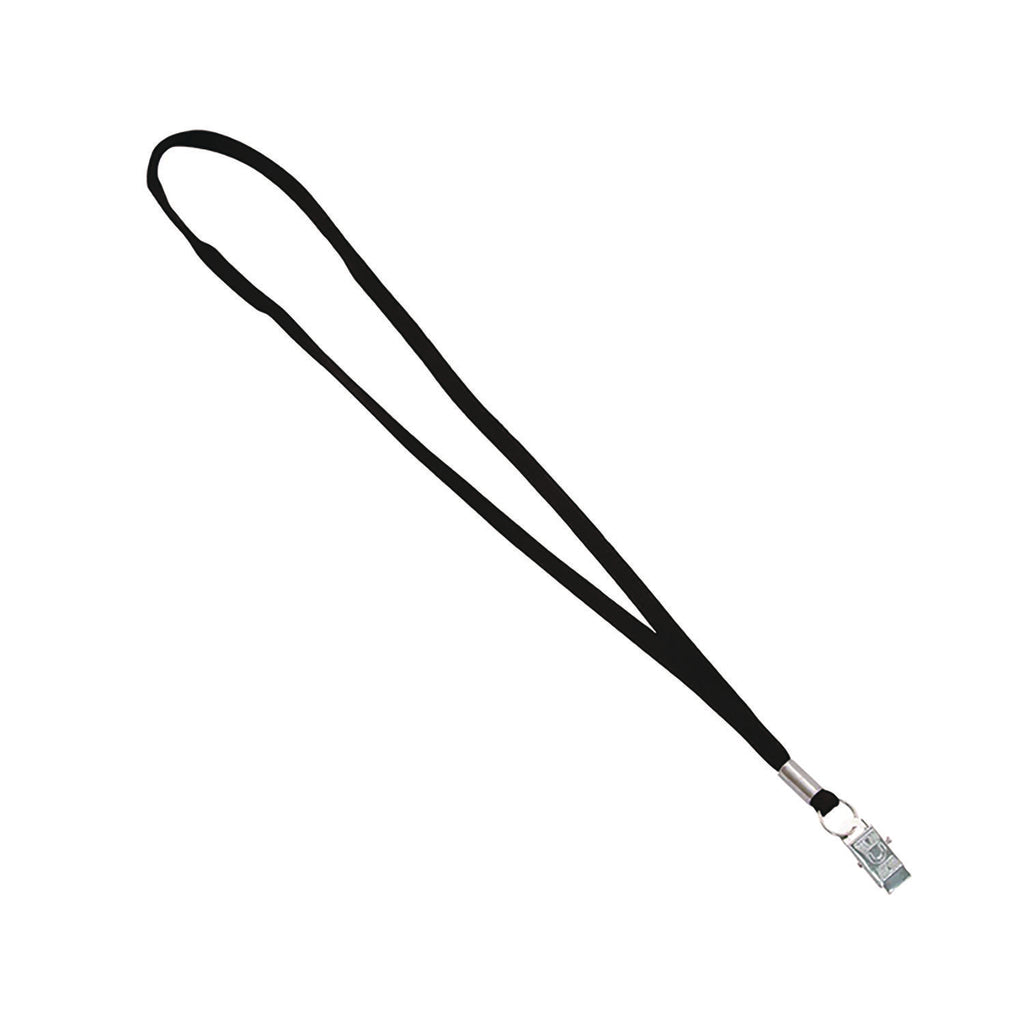 Advantus Flat Clip Lanyard - 100 / Box - 36" Length - Black - Woven, Metal