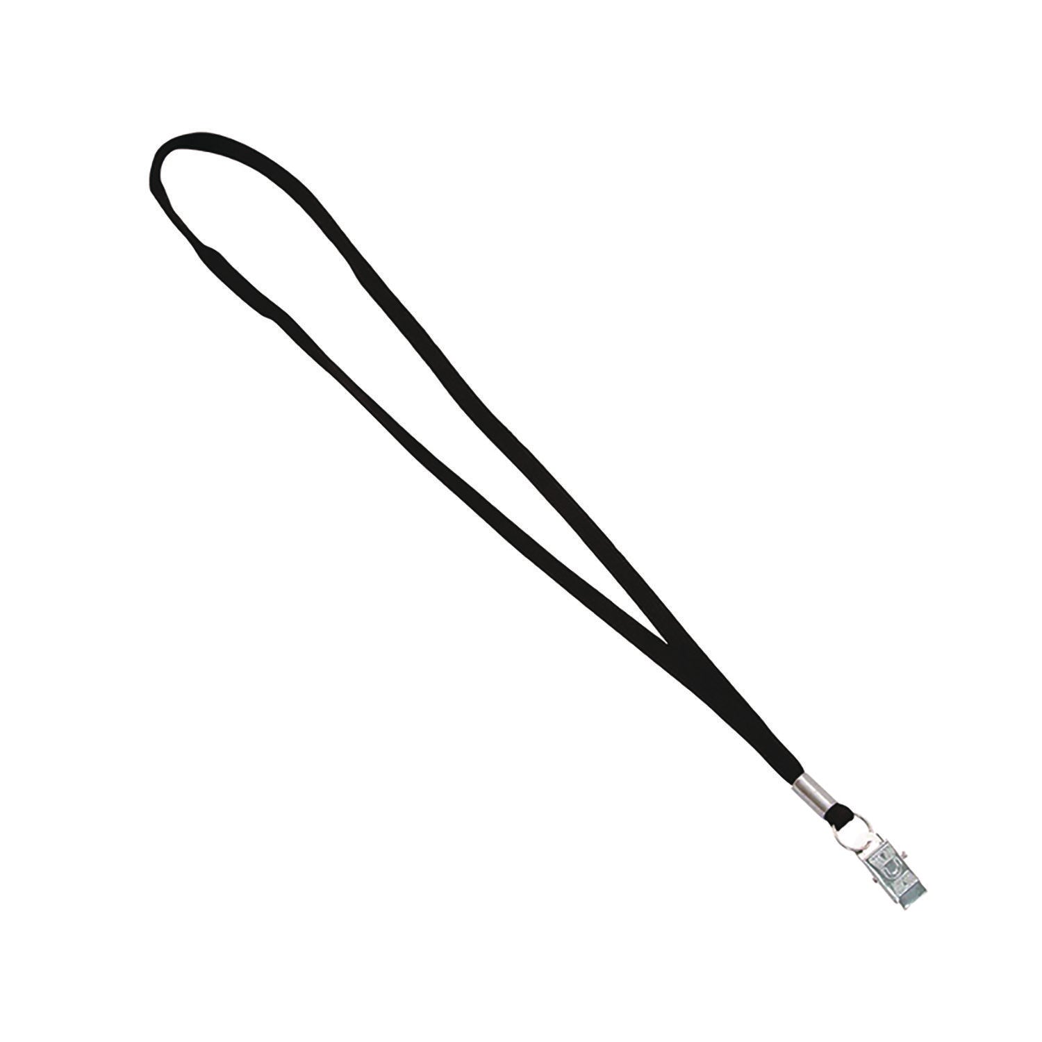 Advantus Flat Clip Lanyard - 100 / Box - 36" Length - Black - Woven, Metal